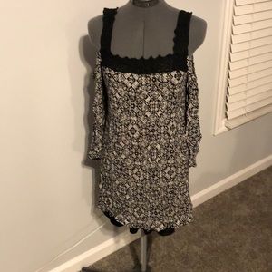 Black and white cold shoulder dress